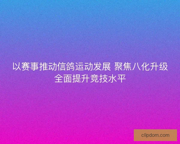 以赛事推动信鸽运动发展 聚焦八化升级全面提升竞技水平